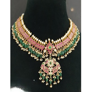 Ensemble collier et boucles d'oreilles classiques Jadau en laiton plaqué or de qualité supérieure, élégant, pour mariage, fiançailles, anniversaire, fête, cadeau - Product Image 2