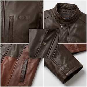 Abrigo Largo de Cuero Genuino Marrón Chocolate para Hombre, con Panel Inferior Personalizado en Tono Óxido, Cierre de Botones a Presión y Cuello Alto - Exportador - Product Image 6