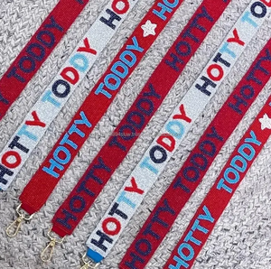 สายสะพายกระเป๋าแบบลูกปัด Hotty Toddy สายสะพายกระเป๋าถือแบบลูกปัดเม็ดเล็ก สายสะพายไหล่แบบสปอร์ตสำหรับทีมมหาวิทยาลัย สายสะพายข้างแบบเปลี่ยนได้ ขายส่งแบบกำหนดเองได้ - Product Image 1