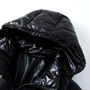 Manufacturer Custom Brand Shiny Puffer Jacket Winter Padded <b>Coat</b> <b>Bubble</b> <b>Coat</b> Unisex Zip up Outdoor Black Windbreaker Down Jacket - Product Image 3
