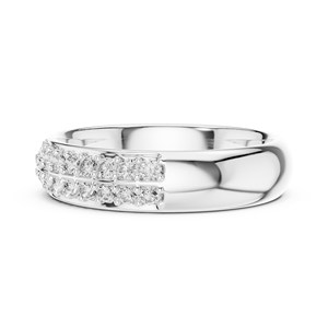 Anillo de Eternidad de Doble Hilera con Diamantes Auténticos, Oro Rosa de 14K, Platino, Delgado, Micro Pavé, Anillo de Boda Clásico, Regalo de Aniversario - Product Image 3