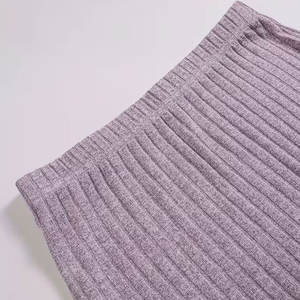 Ensemble deux pièces jupe longue en molleton 300g 100% coton vintage uni ultra doux pour femme, style streetwear décontracté et écologique - Product Image 4