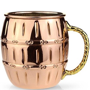 Set of 2 Hammered Copper Barrel Mugs with Matching <b>Straws</b> Moscow Mule Gift Set Barrel Style Mugs with <b>Straws</b> - Product Image 6