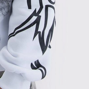 Sudadera con capucha extragrande blanca para hombre con estampado de pantera y estilo streetwear, de algodón y felpa. - Product Image 4