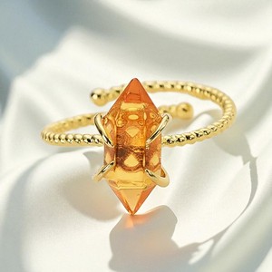 Adjustable Citrine Hexagon <b>Ring</b> Gold Plated Brass Minimalist Daily Wear <b>Ring</b> Wholesale Jewelry Supplier - Product Image 1