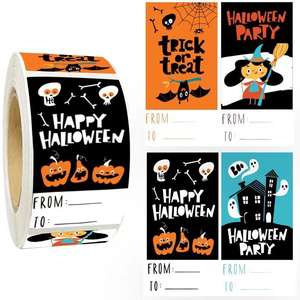 Étiquettes autocollantes rondes en acrylique thermofusible imperméables en gros pour emballages de cadeaux avec logo Halloween - Product Image 4