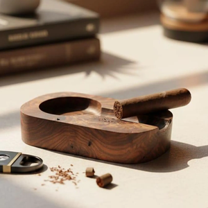 Cendrier rond en bois, logo personnalisé disponible - Product Image 1