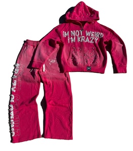 Conjunto Deportivo para Hombre con Efecto Desgastado, Sudadera con Capucha y Estampado Puff, Pantalones Jogger, Estilo Urbano Vintage, Moda Casual de Dos Piezas - Product Image 4