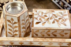 Trending Hexagonal Mother of Pearl Inlay <b>Bakhoor</b> <b>Oud</b> Incense Burner Arabian Religious All-Season Use Resin and MOP Material - Product Image 5