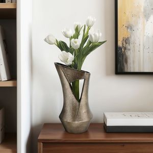 Vintage antique metal flower vase <b>rustic</b> charm durable finish perfect for farmhouse decor and table centerpiece styling - Product Image 2