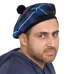 Chapeau écossais Tartan Tam O Shanter, béret à carreaux avec pompon, style hiver, design anglais, motif à carreaux vert et bleu - Product Image 4
