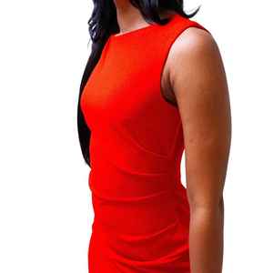 Vestido ajustado rojo vintage para mujer, elegante y con estilo, ideal para fiestas, trabajo y ocasiones especiales. - Product Image 3