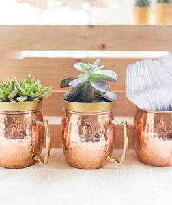 Copper Moscow mule mug <b>set</b> handcrafted hammered <b>beverage</b> cups reusable premium <b>serving</b> mugs durable finish - Product Image 2