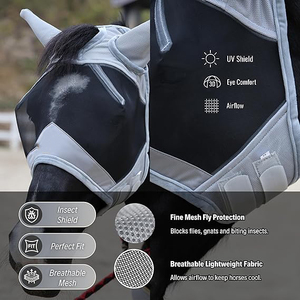 Stainless Steel Spandex Stretchable UV-Blocking Equine Fly Moldable <b>Ear</b> <b>Covers</b> Adjustable Comfort Mesh Straps - Product Image 4