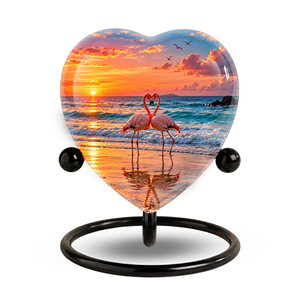 Urna con Forma de Corazón de Flor de Cerezo y Cardenal Rojo Real para Cenizas Humanas Adultas, Urna Ecológica y Hermosa con Base de Metal - Product Image 6