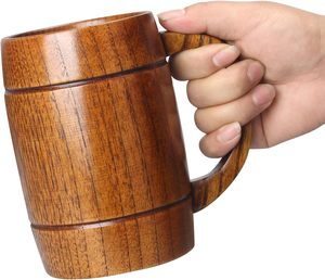 Chope en bois artisanale avec poignée pour homme, cadeau de fête, chope à bière au design classique - Product Image 2