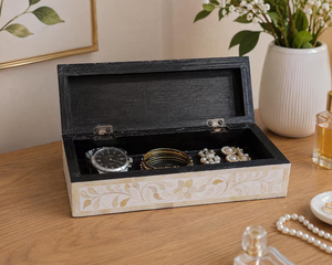 Boîte de rangement pour bijoux en os incrusté, fabriquée à la main |   Organisateur de souvenirs en bois |   Boîte à os de luxe - Product Image 2