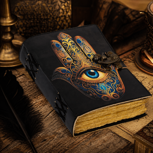 Diario de cuero con tapa dura Hamza Hand, Grimoire, Libro de hechizos de las Fases, Diario de las Sombras, Cuaderno de bocetos de papel vintage con borde deshilachado antiguo - Product Image 2