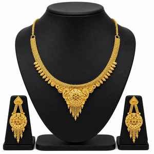 Wholesale Brass Forming 14K 18K 24K Dye Gold Filled Short Necklaces Middle East Gold Fashion Set Traditional Design Jewelry Set - Product Image 1