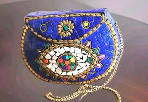 Bolso de Mano Tipo Clutch de Metal con Mosaico Hecho a Mano, Diseño Personalizado, Bolso de Noche de Lujo para Fiestas, Uso Diario, con Solapa y Patrón de Piedras, Bolso de Boda - Product Image 4