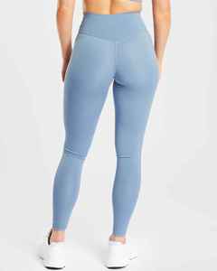 Conjunto de Yoga de 2 Piezas para Mujer, Top Corto con Tirantes en Y Azul, Pantalones Anchos de Cintura Alta, Transpirable, Color Sólido, Elástico, OEM - Product Image 2
