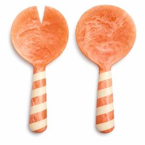 Juego de Servidores de Ensalada de Resina Marrón con Mango Corto, Cuchara y Tenedor de Ensalada con Diseño de Concha de Tortuga, Decoración para Cocina, Comedor y Hogar - Product Image 1