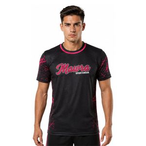 Mawra <b>Men</b> <b>Black</b> Pink Sublimated Short Sleeve Sports Jersey Crew Neck Moisture Wicking Regular Fit Adult Sportswear Soccer Jersey - Product Image 1