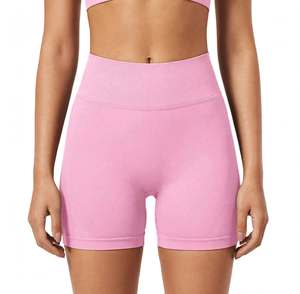 Shorts Deportivos de Cintura Alta para Mujer, Color Rosa, Efecto Push-Up, Sin Costuras, Compresión, para Yoga, Fitness, Running, Color Sólido, Elásticos - Product Image 6