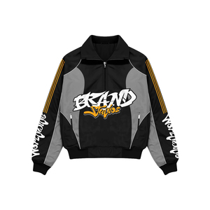 เสื้อแจ็คเก็ตซิปผ้าซาตินทอเนื้อแน่นทันสมัยสำหรับผู้ชาย สวมใส่สบาย ระบายอากาศได้ดี ผลิตจากโพลีเอสเตอร์ กันลม รับผลิตแบบ OEM ODM พร้อมปักโลโก้ สไตล์ฮิปฮอป สตรีทแวร์ - Product Image 5