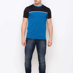 Camiseta de Manga Corta para Hombre, Cuello Redondo, Corte Ajustado, Transpirable, Tejida, Azul y Negra, Estilo Casual - Product Image 5