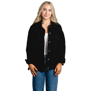 Plus Size Women Casual Denim <b>Jacket</b> Autumn Winter <b>Summer</b> Washed Breathable Color Fade Proof 100% Cotton 220g Black Denim <b>Jacket</b> - Product Image 1