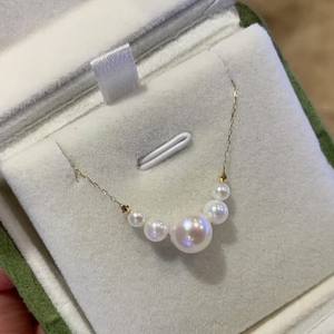 Flawless 3-4mm Round Freshwater Baby Small Pearl Beads 925 <b>Silver</b> <b>Necklace</b> with Clavicle <b>Chain</b> Fashionable Neck Wear - Product Image 1