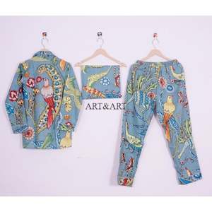 ชุดนอนผ้าฝ้ายลายพิมพ์มหาสมุทร ดีไซน์ใหม่ขายดีสำหรับฤดูร้อน สำหรับผู้หญิง มีหลายขนาดให้เลือกจากอินเดีย - Product Image 4