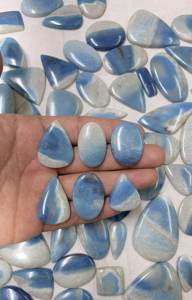 Radha Arts Trolleite a One Quality 100% Natural Blue and <b>White</b> Cabochon Loose Gemstone 25mm-45mm for Jewelry Making - Product Image 6