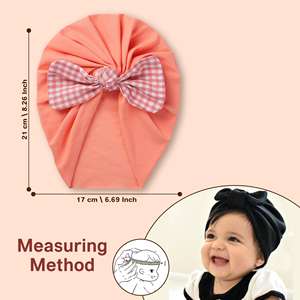 Polka Tots Checks Bow Headband Cap-Melocotón - Product Image 3
