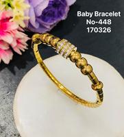 Gelang Anak Trendy Berlapis Emas dengan Bezel Baja Anti Karat, Batu CZ, Dapat Disesuaikan, Motif Geometris Floral Baguette Multiwarna