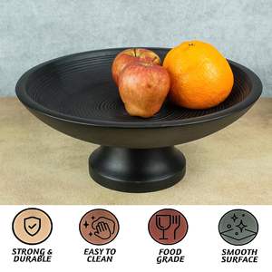 Bol à fruits en bois avec base amovible, bol décoratif sur piétement pour table, comptoir de cuisine - Product Image 4