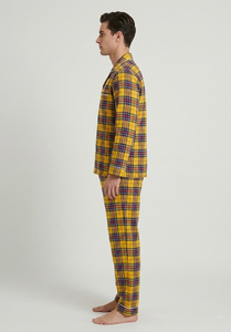 <b>Men's</b> Plaid Flannel <b>Pajama</b> <b>Set</b> Nightwear Long Sleeve Button-Up Nightwear Flannel Pants <b>Mens</b> 100% Cotton Plaid Sleepwear Suit <b>Men</b> - Product Image 3