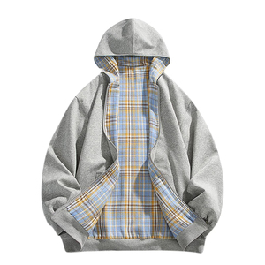 Bon Fournisseur Nouvelle Arrivée Vêtements d'extérieur Hommes Sweat à capuche réversible Double fermeture éclair Coupe-vent surdimensionné avec poches - Product Image 1