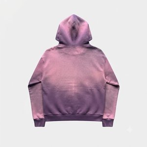 Ensemble de survêtement à capuche tie-dye violet pour homme, manches longues, imprimé étoiles dégradé, joggers décontractés avec poches latérales, tenue d'automne - Product Image 5