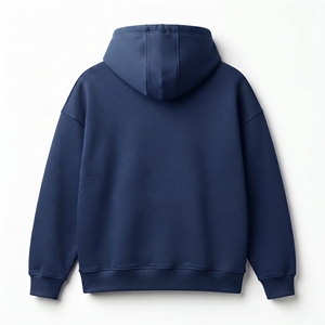 Dumela <b>Navy</b> Blue Hooded <b>Sweatshirt</b> Men Regular Fit 100% Cotton Fleece Front Pocket Casual Autumn Wear Printed Logo - Product Image 2