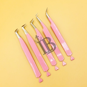 Pinzas para pestañas postizas, pinzas para extensión de pestañas con punta de fibra de visón, pinzas profesionales para pestañas, bajo MOQ, acero inoxidable - Product Image 3