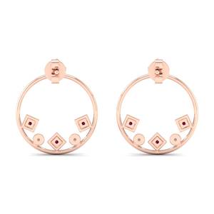 Boucles d'oreilles REYES, nouveau design, or massif 14 carats, moissanite certifiée GRA, à visser, taille princesse, 0,24 carat, pierres précieuses rubis - Product Image 4