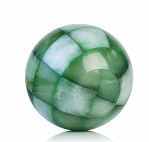 Jarrón Redondo de Ónix Verde Hecho a Mano - Maceta de Mármol con Patrón a Cuadros para Decoración de Hogar de Lujo y Centro de Mesa - Product Image 4