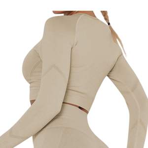 Top Deportivo Corto de Yoga sin Costuras para Mujer, Personalizado al por Mayor, de Manga Larga, para Gimnasio, Entrenamiento, Ejercicio, Ropa Deportiva Activa - Product Image 3