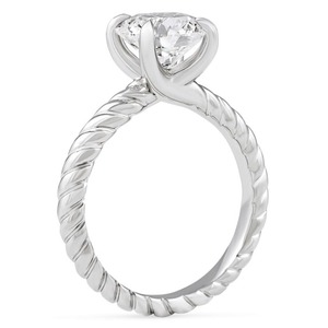 Bague de fiançailles et d'anniversaire en or jaune plaqué rhodium avec diamant rond brillant de 2,08 carats tressé - Product Image 3