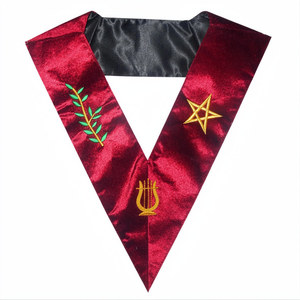 Collier d'organeur du 14e degré du Rite écossais AASR, personnalisé et brodé, bleu roi et or, pour la franc-maçonnerie - Product Image 1