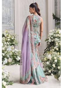 Conjunto de Lehenga Choli Bordado en Tonos Pastel con Dupatta Transparente – Diseño Floral para Bodas y Fiestas para Mujer - Product Image 5
