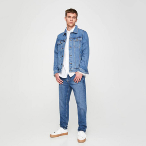 Men's Print Casual Breathable 100% Cotton Wholesale Price OEM Manufacturer High Quality Custom Winter Long Denim Jacket - Product Image 2