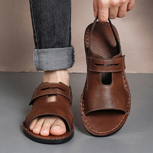 Sandalias de playa casuales de verano para hombre, con punta abierta, suela suave, ajustables con cierre de velcro, antideslizantes, para caminar. - Product Image 4